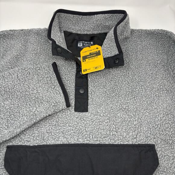 Carhartt Snap Fleece Pullover Mens 3XL Tall Relaxed Fit Jacket Sweater Gray